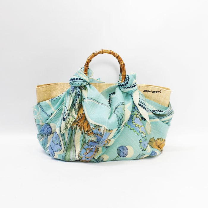 manipuri マニプリ ラフィアシートSMALLバッグ コラージュブルーム