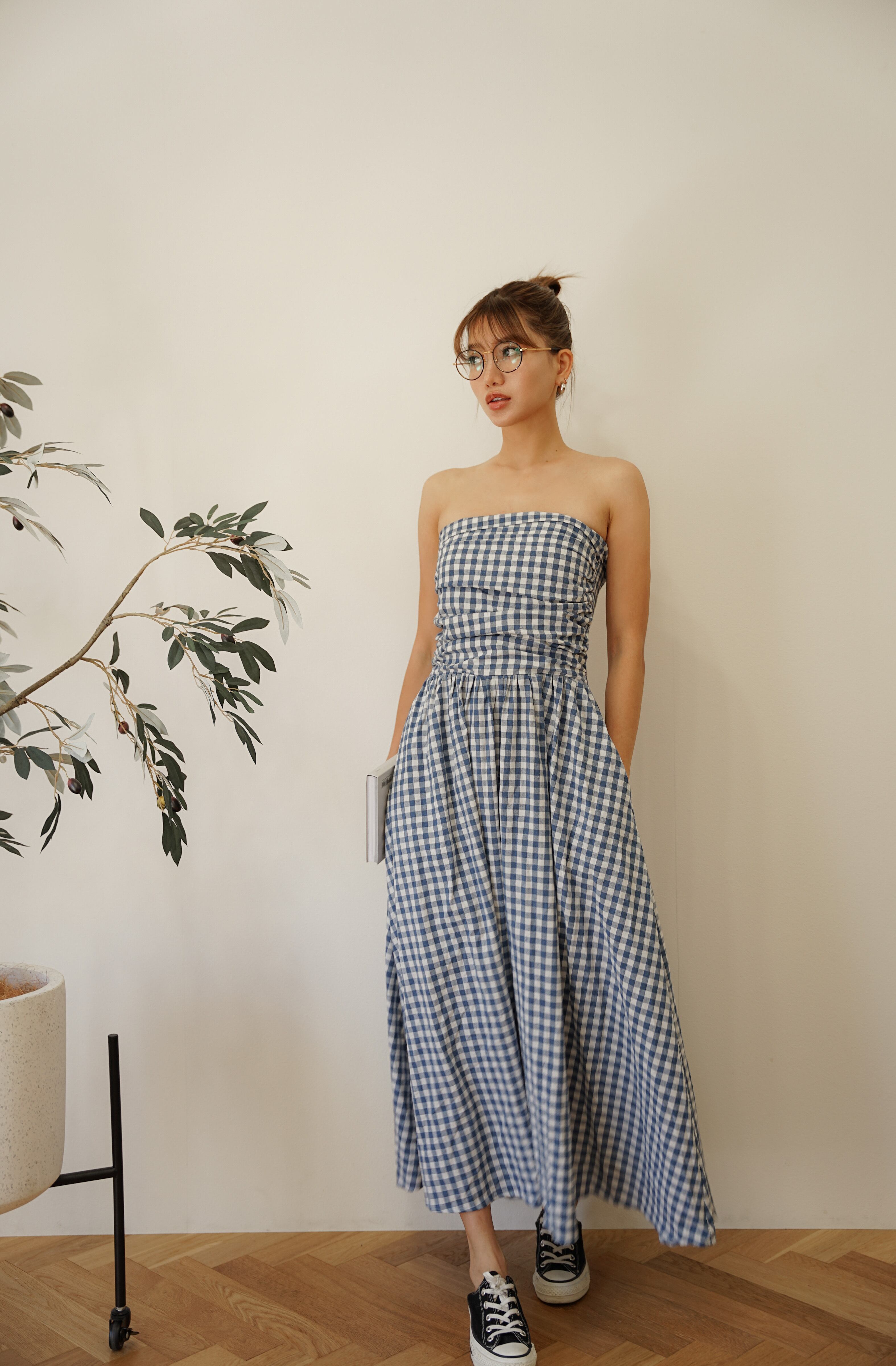 ギンガムチエック ロングワンピース