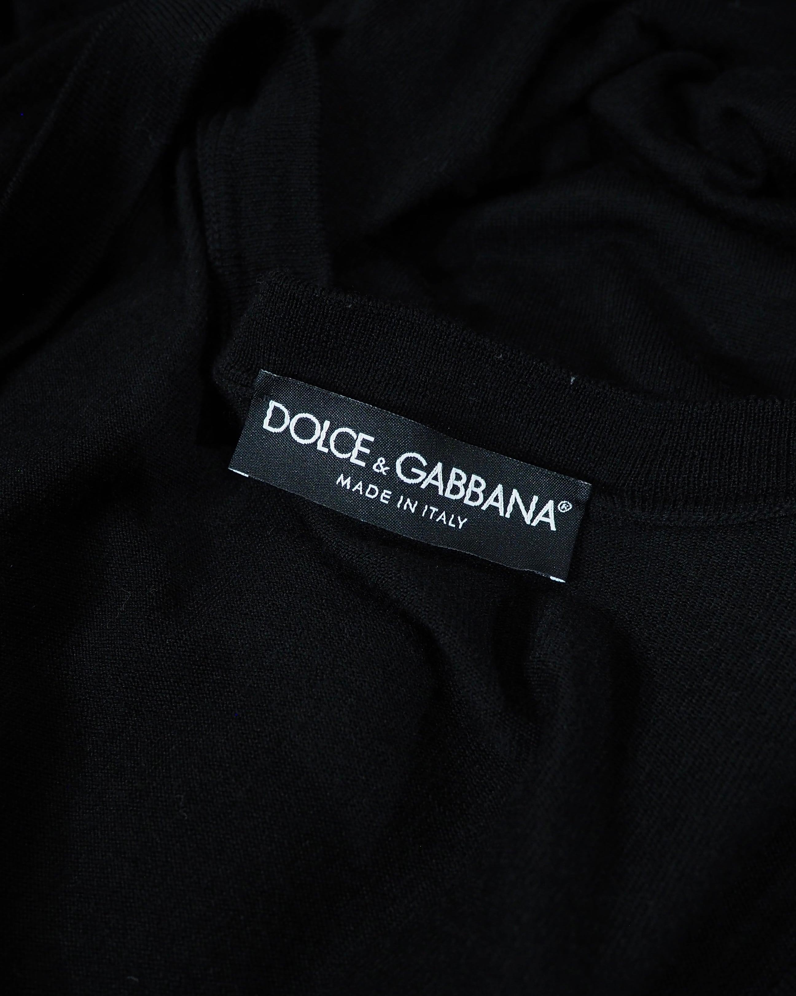 " Made in Italy - DOLCE&GABBANA " Black Lana Virgin Wool Knit Cardigan