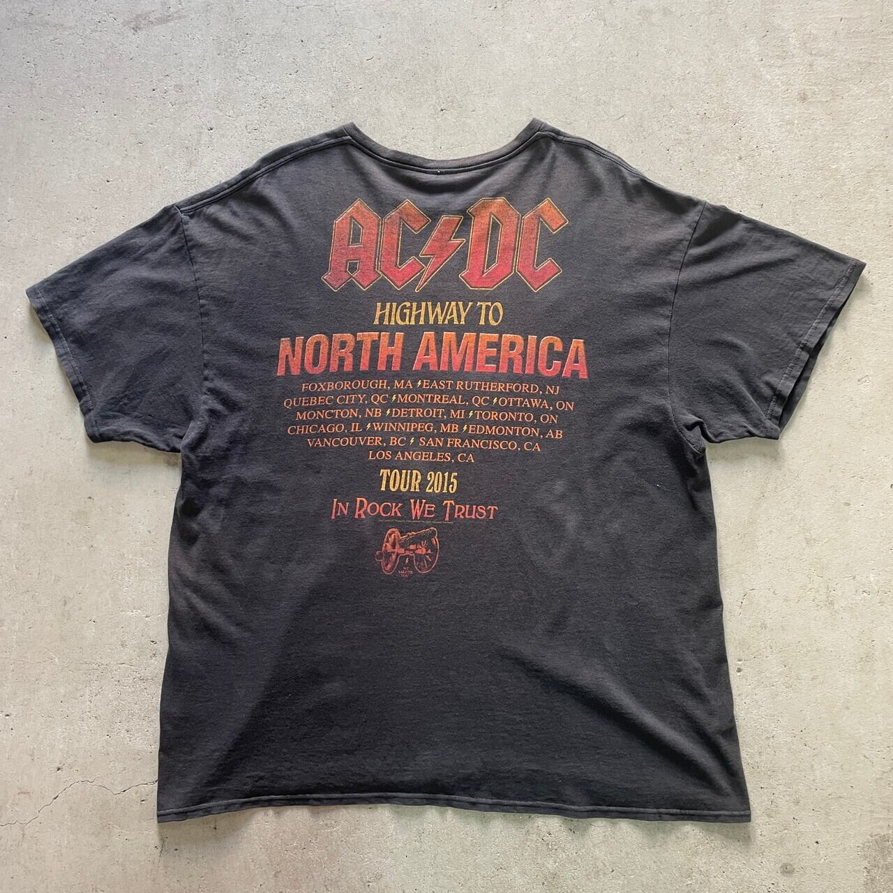 ACDC エーシーディーシー ロックバンド 両面プリント 半袖Tシャツ ブラック