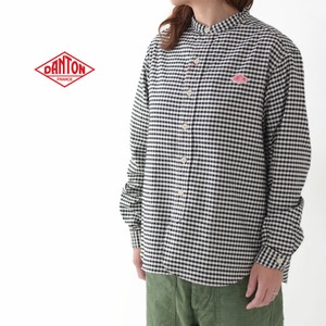 DANTON [ダントン] W's L/S OXFORD PLAID NO COLLAR SHIRTS [JD-3606TRD]  長袖オックスフォードプレイドノーカラーシャツ・ギンガムチェックシャツ・格子柄・長袖バンドカラーシャツ・綿シャツ・LADY'S[2022SS]