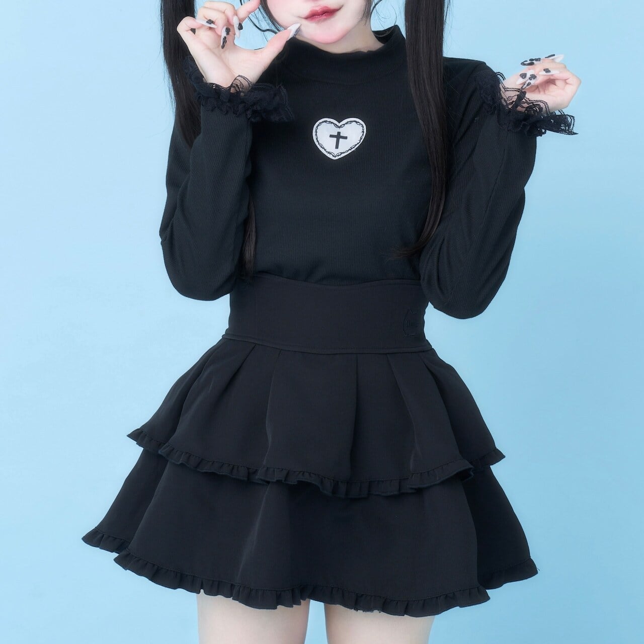 Hauls ハウルズ ティアードふり×2ミニ×2すかーと ブラック ティアードふり×2ミニ×2すかーと(ブラック) | Hauls