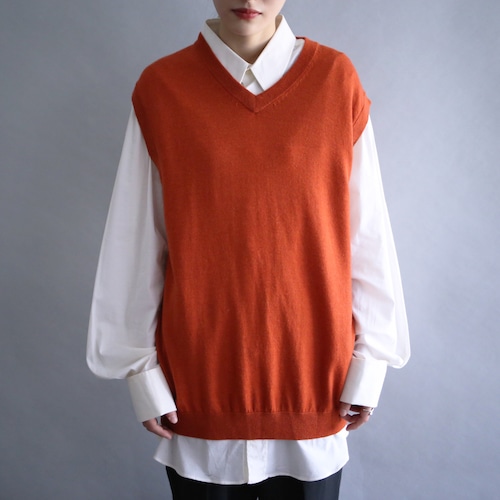 terracotta good coloring loose knit vest