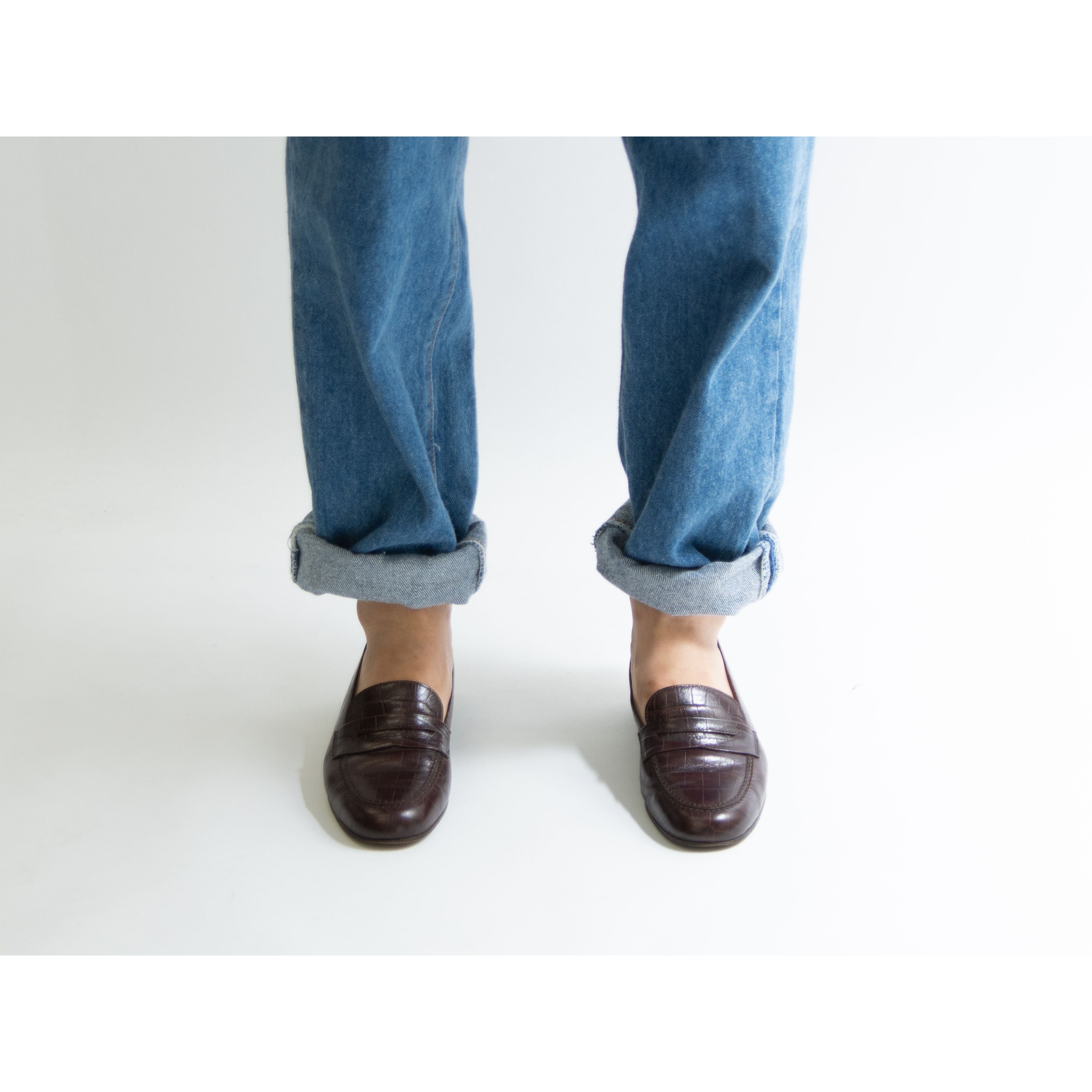 【RALPH LAUREN】Made in Italy Leather Loafer 6B（ラルフローレン イタリア製レザーローファー クロコ型押し 22.5-23cm相当）