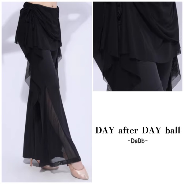 シアーフリル レイヤード ワイド ダンスパンツ 1col D00599