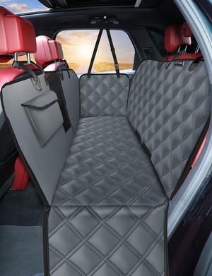 【人気】KYG ペット用 ドライブシート 汎用版 全車種 後部座席 可視メッシュ窓 飛び出し防止リード付き 汚れ防止 防水 耐摩 滑り止め 簡単取り付け 折り畳み式 ブルーグレー
