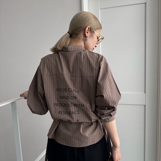 【受注予約1週間】Sidetie Back Logo Stripe SH/moca