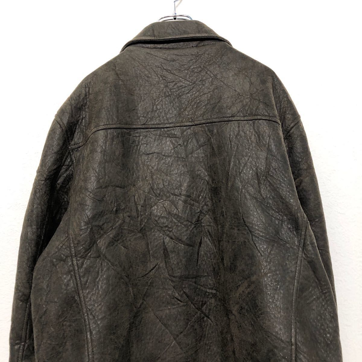 RuffHewn フェイク レザー ジャケット XL ブラウン ラフヒューン