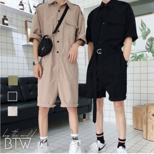【韓国メンズファッション】  BW639 メンズ オーバーオール ジャンプスーツ 半袖 ハーフパンツ カジュアル