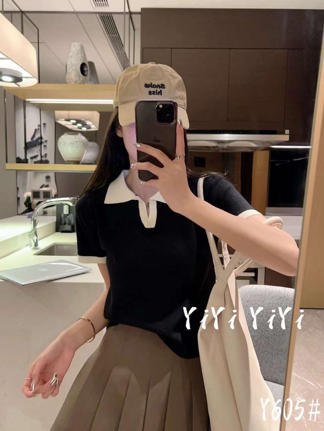 レトロ配色半袖トップス　AJ111-Y605