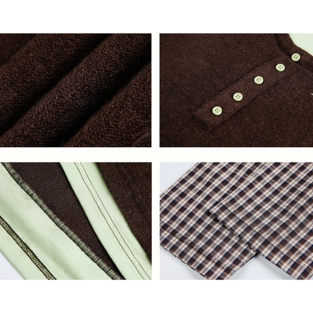 layered design checkered sleeve long tee　レイヤードデザインチェック柄スリーブロングティー　J1726