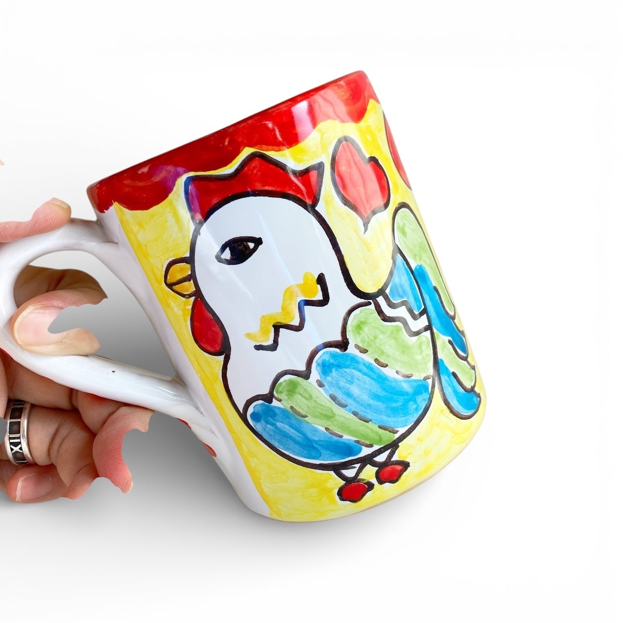 マグカップ 大 250ml BCR026 幻のニワトリ マヨリカ焼き イタリア陶器