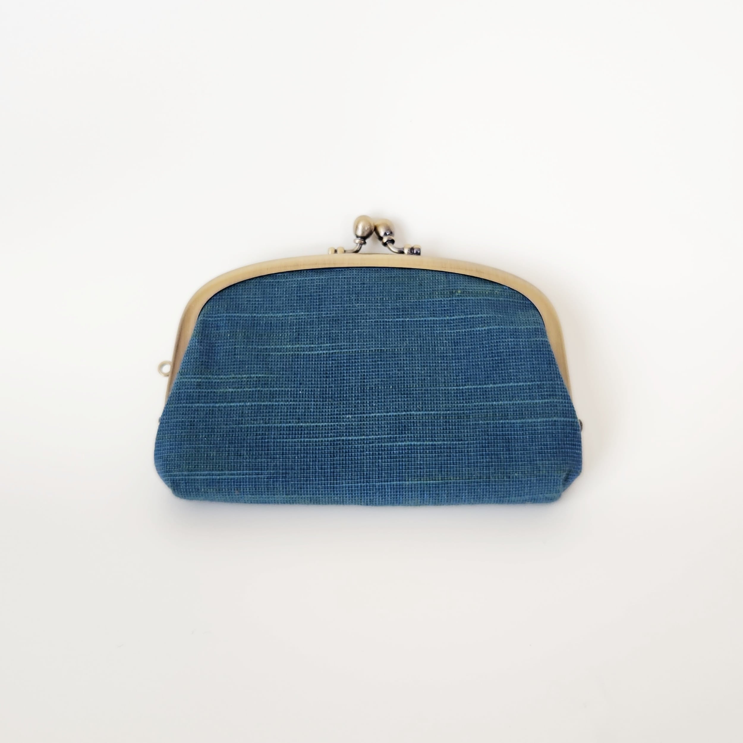 会津木綿 ターコイズブルー|コンパクトな親子がま口財布