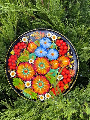 ペトリキウカ塗りのプレート（ホロベッツ）20cm