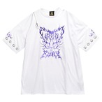 【 LISTEN FLAVOR】キラキラネコ スリットBIGトップス【WHITE】 2513509 リッスンフレーバー Tシャツ カットソー アームカバー ストリート サブカル 地雷系  ユニセックス オーバーサイズ