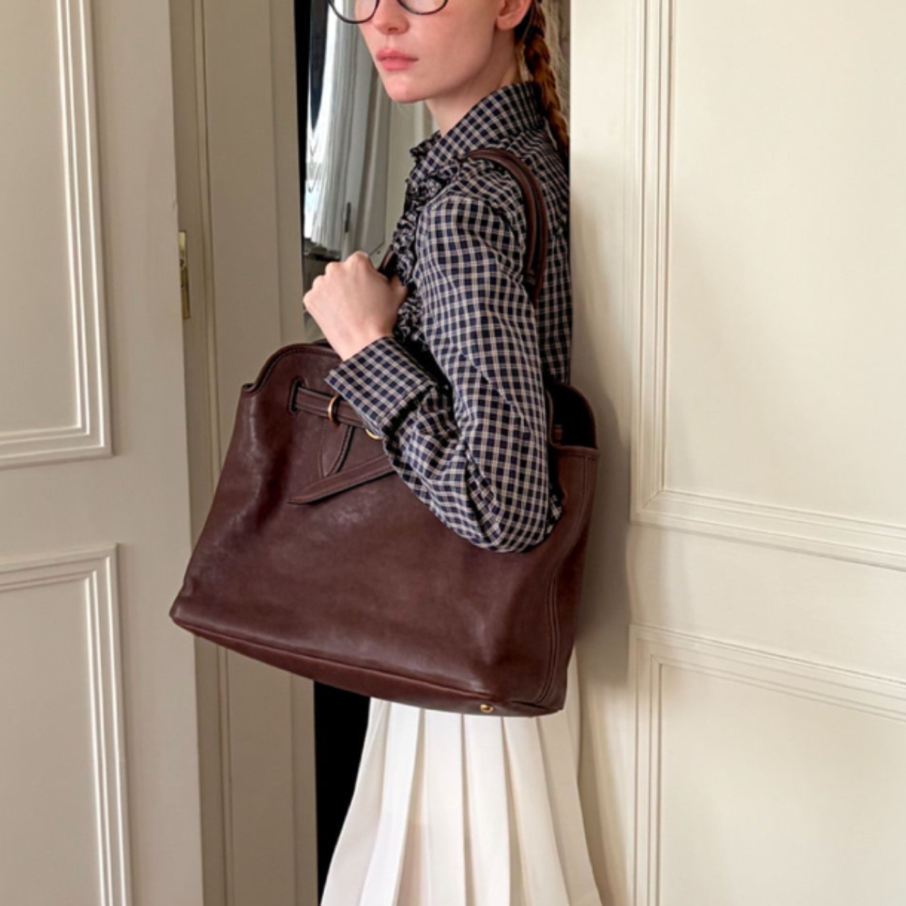 Joli Frill Check Blouse F0628