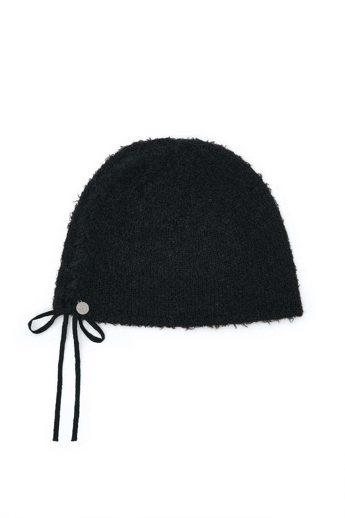 Matin Kim] RIBBON TIE KNIT BEANIE IN BLACK 正規品 韓国ブランド