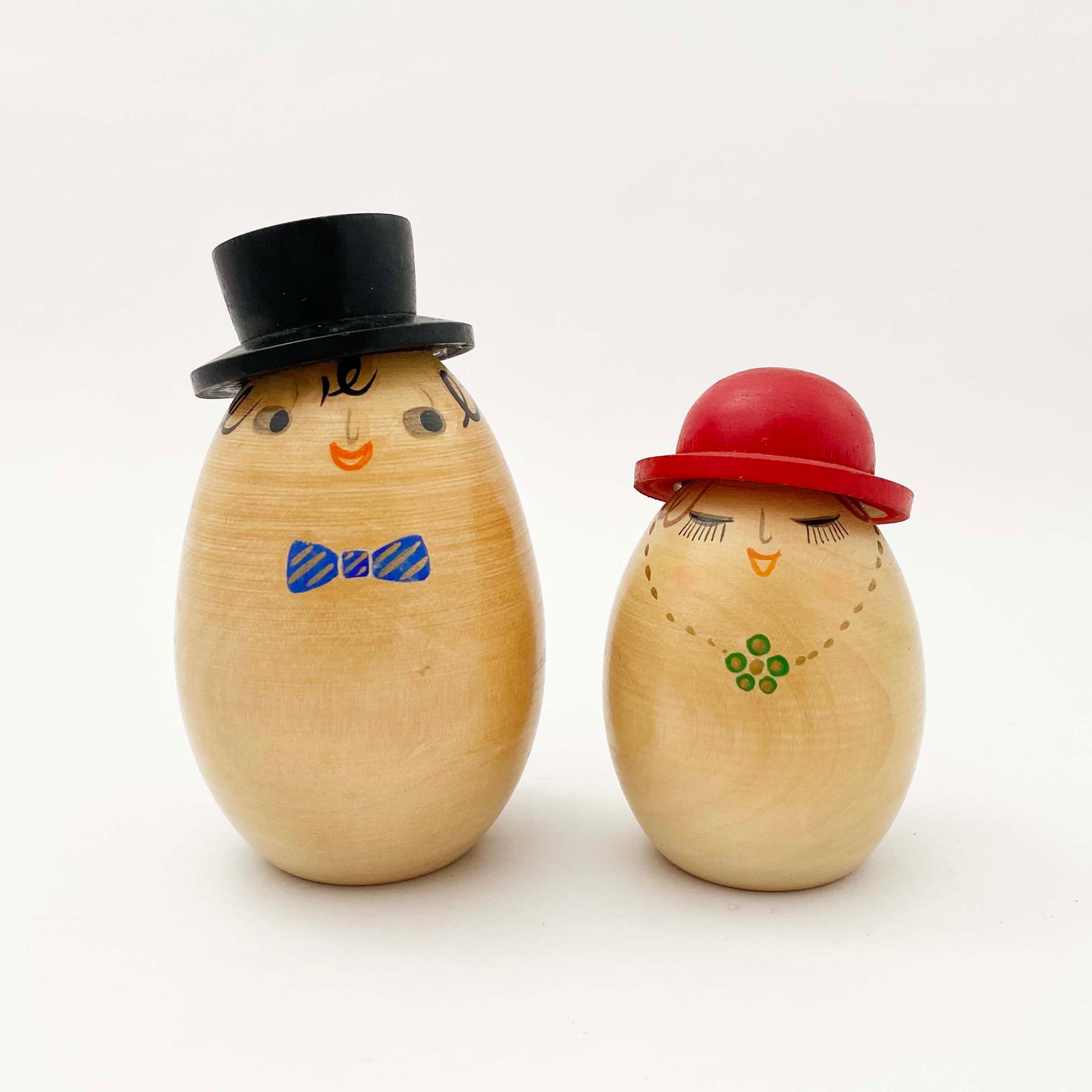 昭和の新型こけし木地玩具（玉子カップルセット）