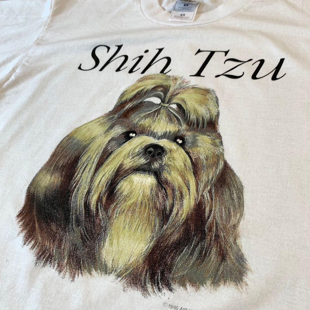 90s シーズー 犬 ドッグ tシャツ ビンテージ 白 半袖 リアル 90s シーズー 犬 ドッグ tシャツ ビンテージ 白 半袖 リアル