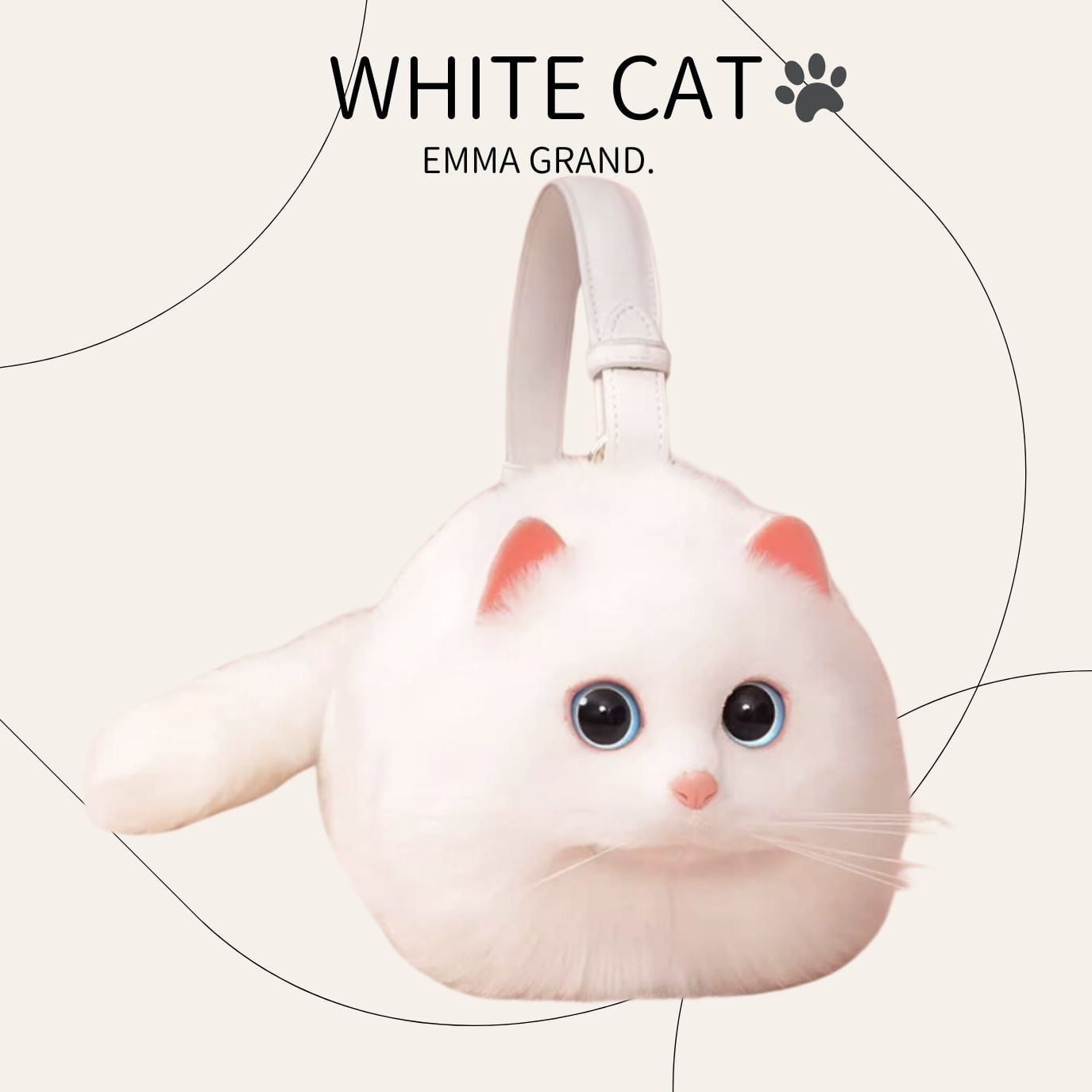 青い目をした白猫 フェイクファーバッグ E00459 | EMMA GRAND