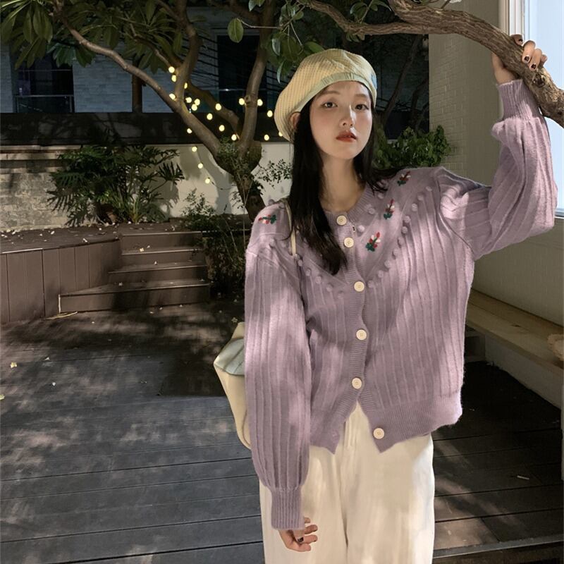 ファーカーディガンセーター ショートジャケット スプリングオータムカジュアルトップス 大人ガーリー スウィート キュート 春物 秋物 萌量不足26677514551