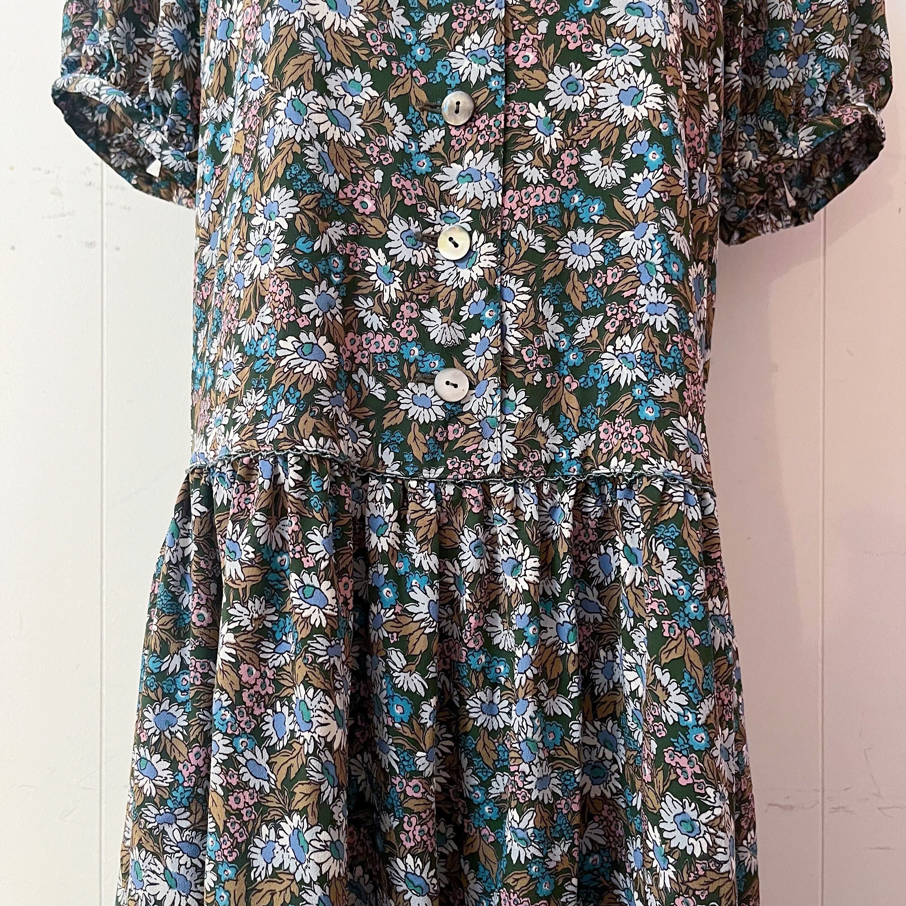 blue daisy round gather one-piece