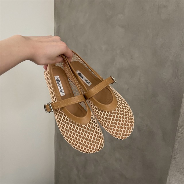 mesh flat ballet shoes L0592