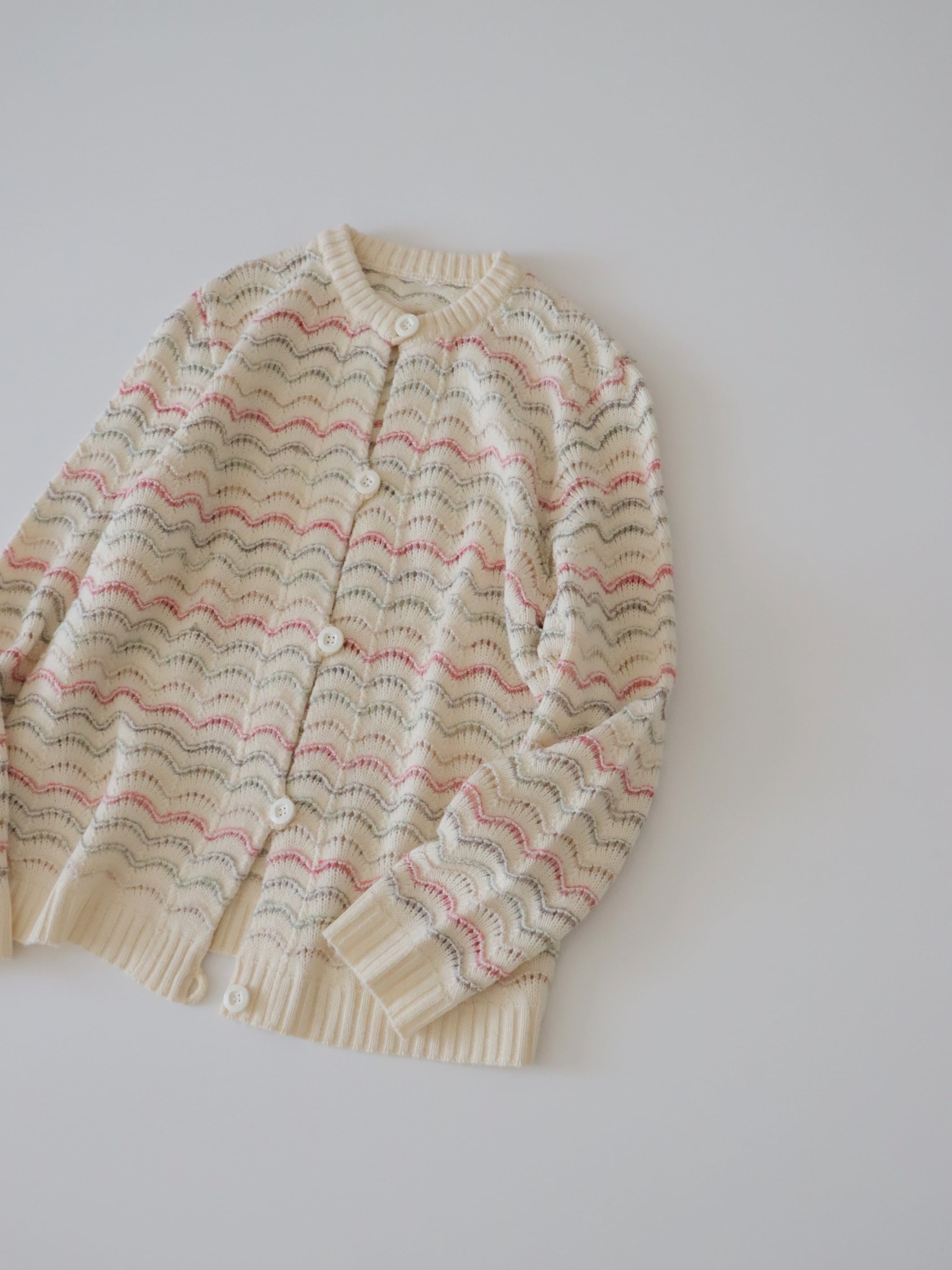 ●color gradation wave jacquard design cardigan