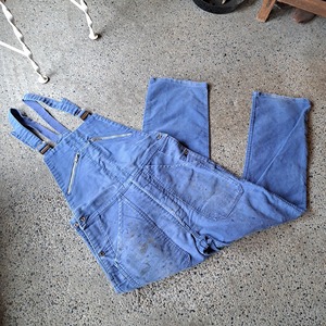 60's~70's Adolphe Lafont モールスキン 八の字オーバーオール used [404073]