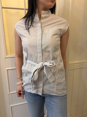 BURBERRY/ Vintage stripe ribbon shirt. (O)
