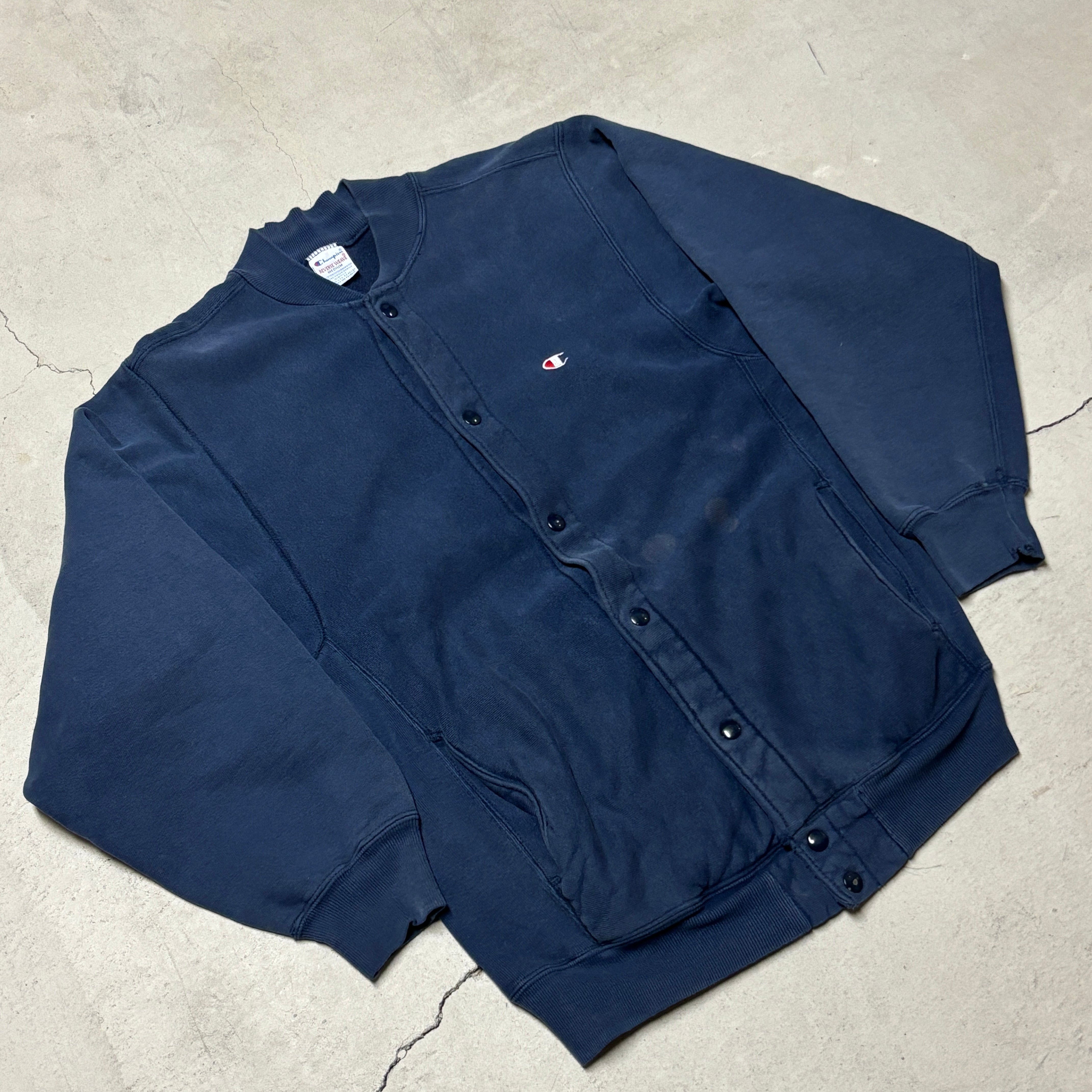 1990s CHAMPION REVERSE WEAVE SNAP CARDIGAN NAVY | safarionline