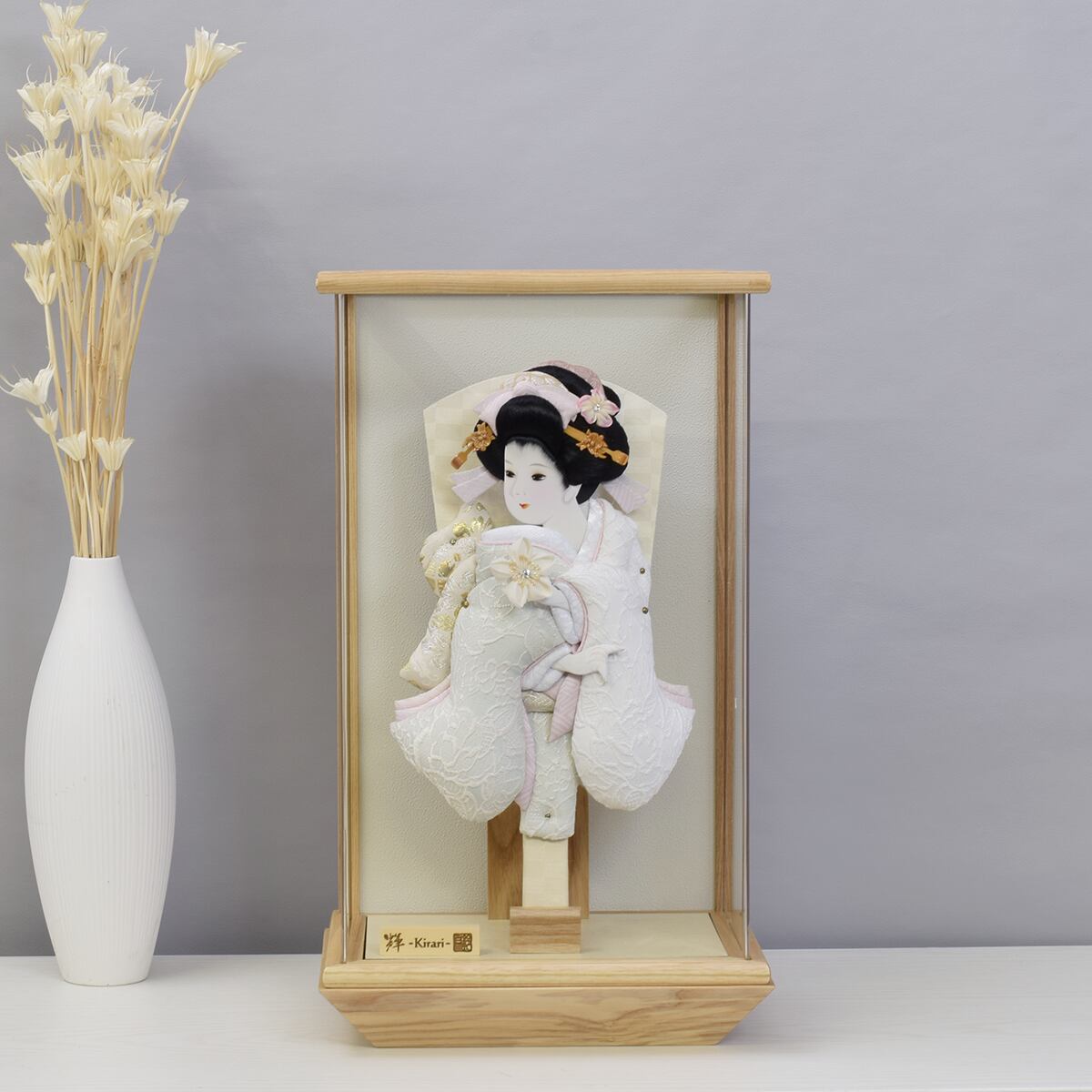 羽子板飾り 栄華 清月 美術工芸手作り羽子板 20号 正絹 浅妻 押絵