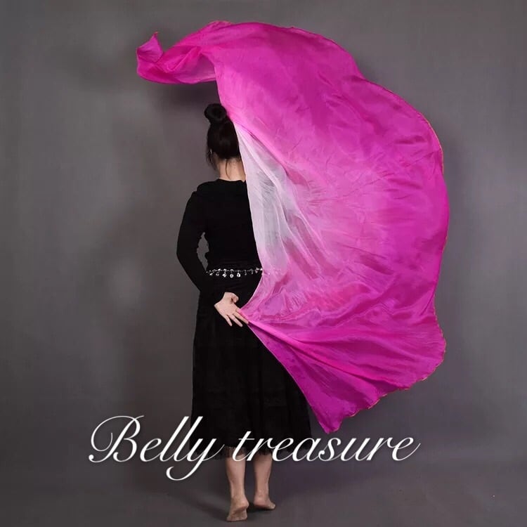ベリーダンスシルクベール チェリーピンク半円型シルクYD | Belly