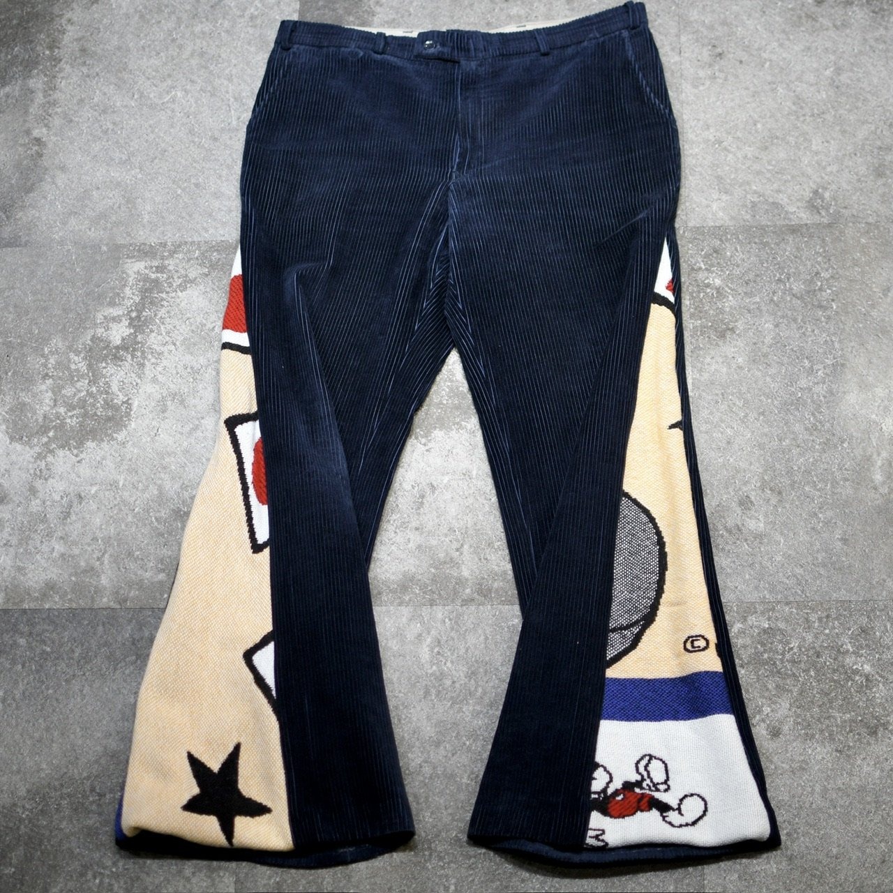 custom side rug corduroy pants navy