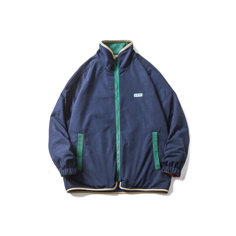 洋服ロードヴィンテージ秋ニューイーズトレンドインカラーマッチング両面スタンドアップカラージャケットメンズルーズカジュアルトップ-アリババ オータム 秋物 ビンテージ hip6-161185559987881