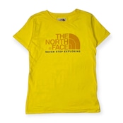 THE NORTH FACE ノースフェイス 茶タグ ビッグロゴ デザイン 半袖 Tシャツ L/イエロー レディース ビンテージ