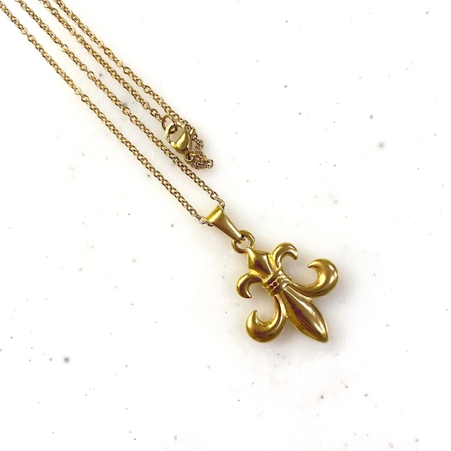 316L Fleur de lis charm necklace 【GOLD】
