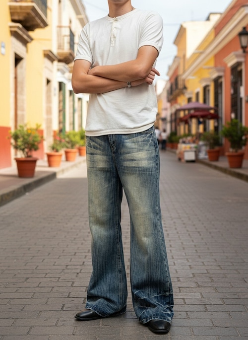 Faded Wide Flare Denim