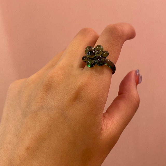 ぷくぷくフラワークリアリング リシェル K2133 Mocha 下北沢