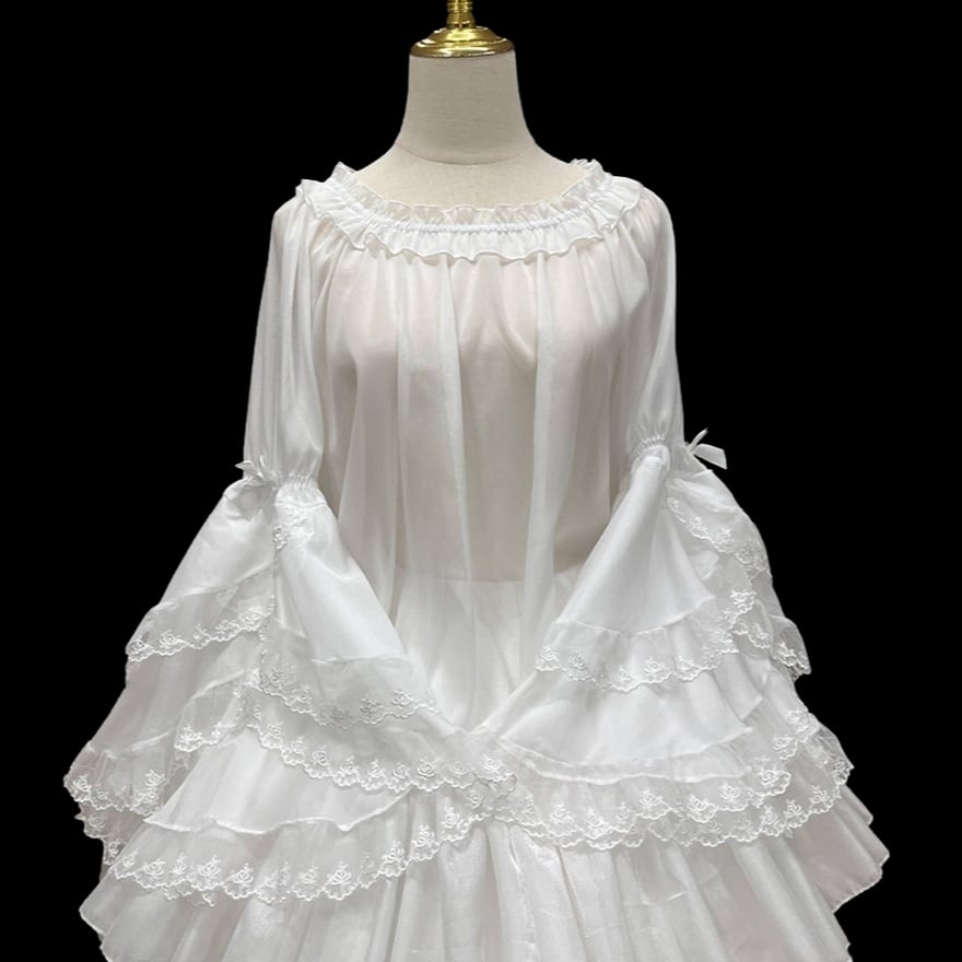 姫袖 ブラウス シフォン 生成色 ホワイト ふんわり