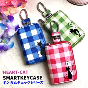 ハートキャット スマートキーケース ギンガムチェック (全3色)