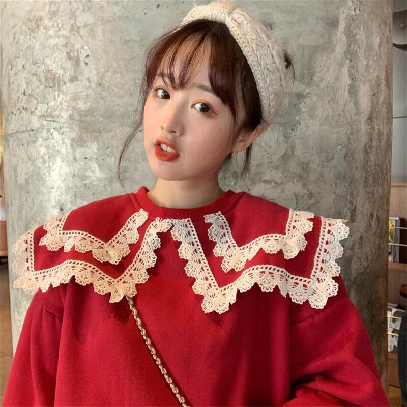 小さなフレッシュレースドールカラールーズプラスベルベットセーター女性2020年秋冬新しいヘッジオールマッチ長袖トップトレンド 萌量不足66328555203