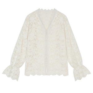 White Lace Chiffon Shirt / ホワイト レース シフォン シャツ