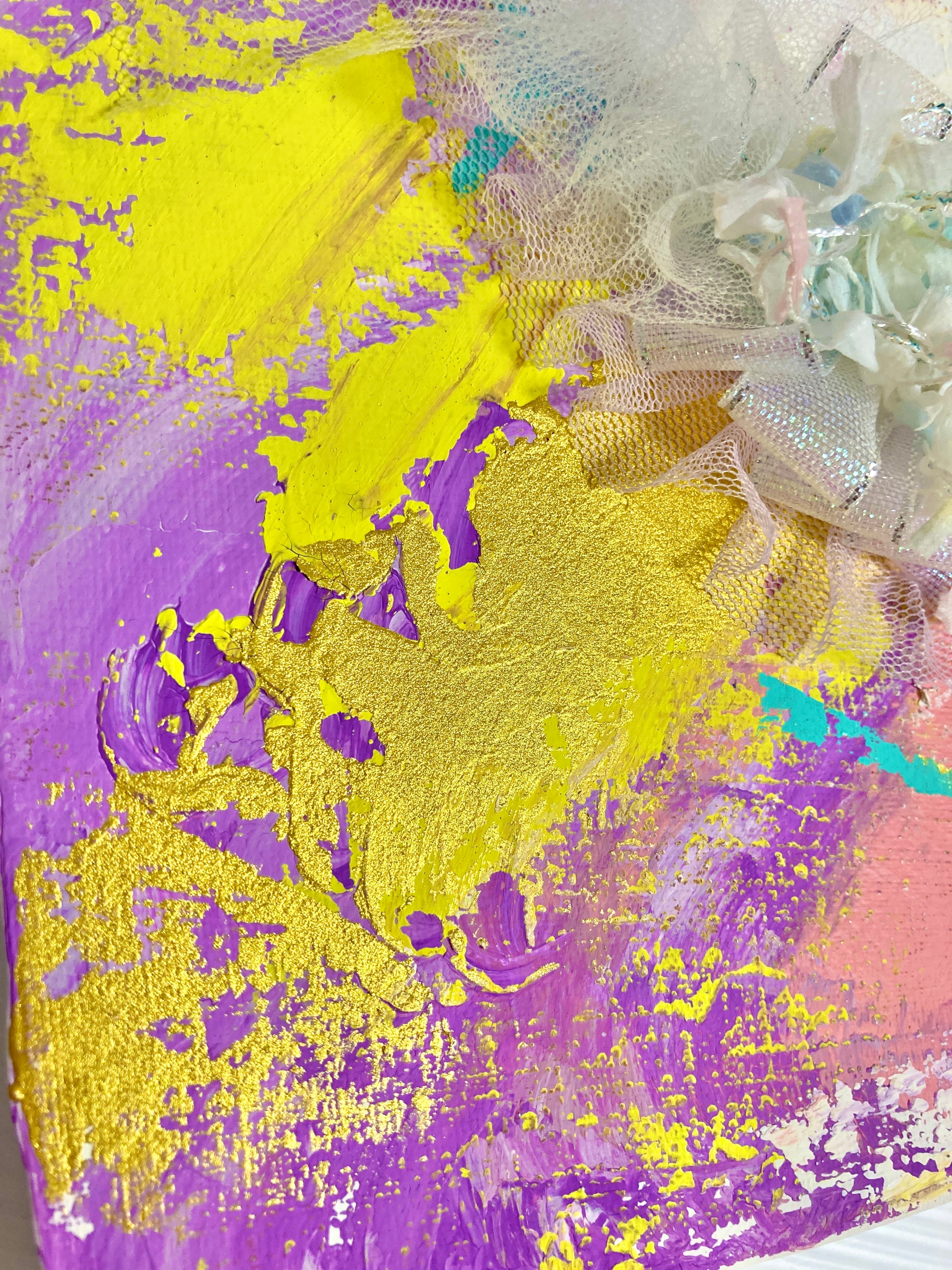 KIKI 白 レース ピンク ゴールド 紫 抽象画 現代アート | PAY ID
