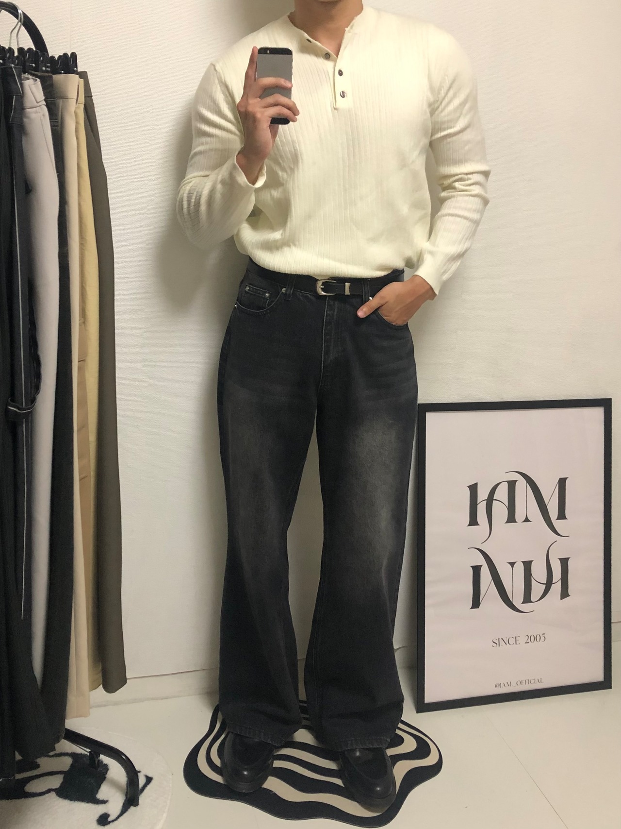 【Muscle Fit】Cashmere Ribbed Henley Neck Knit (5color) - 12