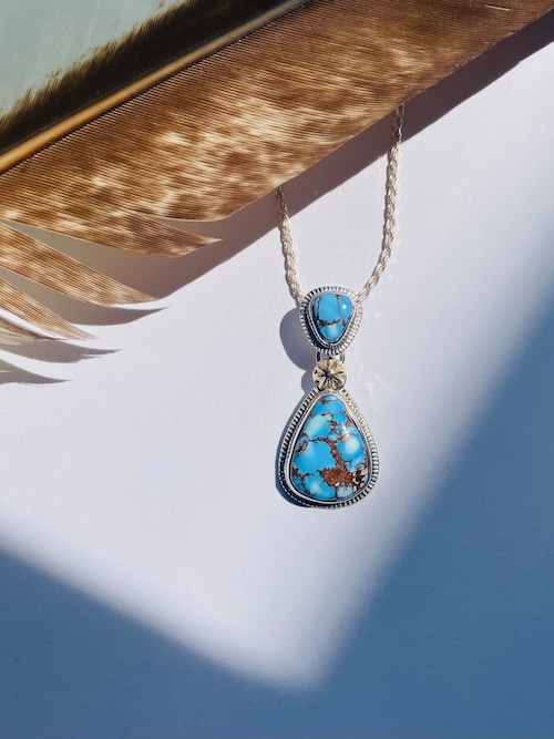 Golden Hill Turquoise 18k Gold concho pendant top