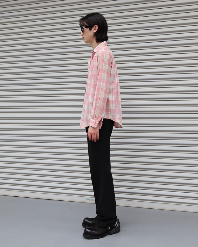 open collar check shirt