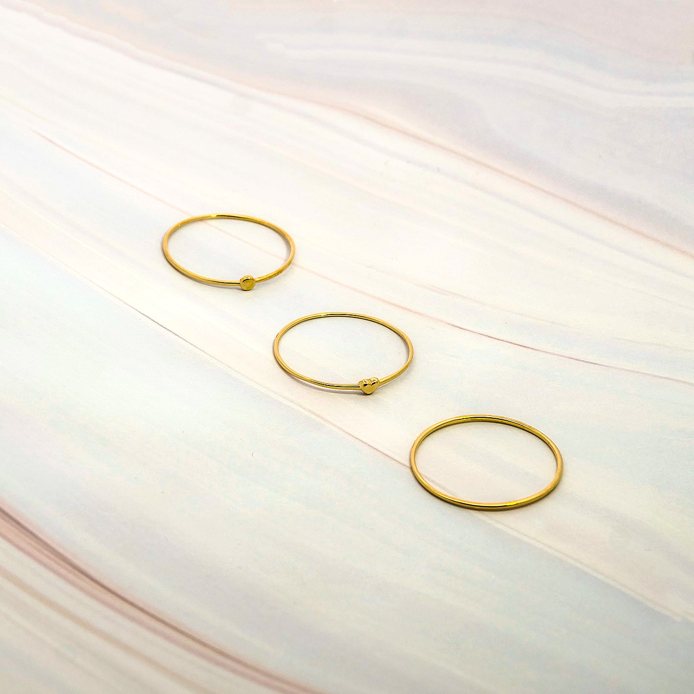 【セットリング / スキニーリング】K10 ゴールドリング ファッションリング シンプルな細いリング