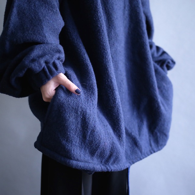 "狼" embroidery patch XXL over size high-neck pullover
