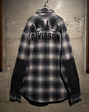 【Caka】“Harley-Davidson” Monotone Ombre Check Loose Flannel Shirt